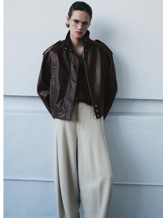 Zara Jackets & Blazers - Zara maroon 100% LEATHER BOMBER JACKET ZW COLLECTION LIMITED EDITION